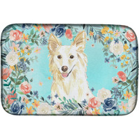 "Caroline's Treasures CK3403DDM White Collie dish-drying-mats, 14 x 21, Multicolor"