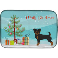 "Caroline's Treasures CK3813DDM Black and Tan Chion Christmas Tree dish-drying-mats, 14 x 21, Multicolor"