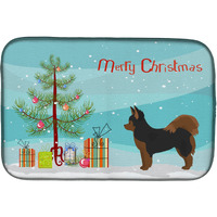 "Caroline's Treasures CK3859DDM Black and Tan Pomchi Christmas Tree dish-drying-mats, 14 x 21, Multicolor"