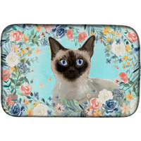"Caroline's Treasures CK3398DDM Siamese Spring Flowers dish-drying-mats, 14 x 21, Multicolor"