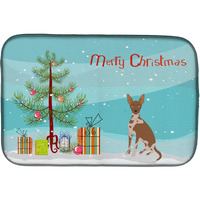"Caroline's Treasures Tan Abyssinian or African Hairless Dog Christmas Tree dish-drying-mats, 14 x 21, Multicolor"