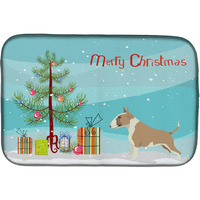 "Caroline's Treasures Fawn and White Bull Terrier Christmas Tree dish-drying-mats, 14 x 21, Multicolor"