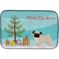 "Caroline's Treasures CK3557DDM Pug Christmas Tree dish-drying-mats, 14 x 21, Multicolor"