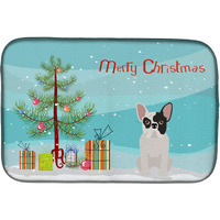 "Caroline's Treasures Black and White French Bulldog Christmas Tree dish-drying-mats, 14 x 21, Multicolor"