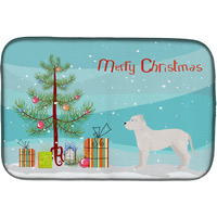 "Caroline's Treasures CK3808DDM White Bullboxer Christmas Tree dish-drying-mats, 14 x 21, Multicolor"