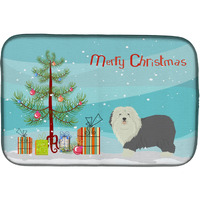 "Caroline's Treasures CK3552DDM Old English Sheepdog Christmas Tree dish-drying-mats, 14 x 21, Multicolor"