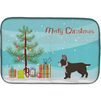 "Caroline's Treasures Black French Bulldog Pit Bull Mix Christmas Tree dish-drying-mats, 14 x 21, Multicolor"