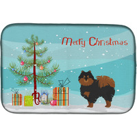 "Caroline's Treasures CK3477DDM Pomeranian Christmas Tree dish-drying-mats, 14 x 21, Multicolor"