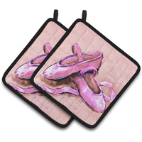 "Caroline's Treasures MW1305PTHD Ballet Shoes Pink Pair of Pot Holders potholders, Multicolor"