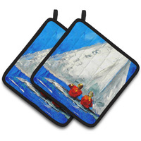 "Caroline's Treasures MW1360PTHD Sailboat Two's Company Pair of Pot Holders potholders, Multicolor"
