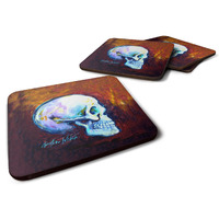 "Caroline's Treasures MW1341FC Skeleton My Best Side Foam Set of 4 coasters, Multicolor"