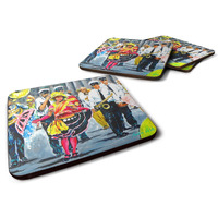 "Caroline's Treasures MW1324FC Mardi Gras Dancin' in The Street Foam Set of 4 coasters, Multicolor"