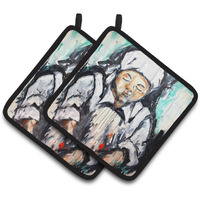 "Caroline's Treasures MW1337PTHD Melted Heart Pair of Pot Holders potholders, Multicolor"