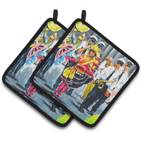 "Caroline's Treasures MW1324PTHD Mardi Gras Dancin' in The Street Pair of Pot Holders potholders, Multicolor"