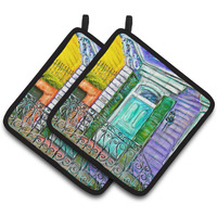 "Caroline's Treasures MW1354PTHD The House Next Door Pair of Pot Holders potholders, Multicolor"