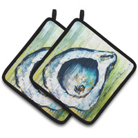 "Caroline's Treasures MW1308PTHD Blue Rock Oyster Pair of Pot Holders potholders, Multicolor"