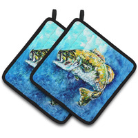"Caroline's Treasures MW1310PTHD Bobby Bass Pair of Pot Holders potholders, Multicolor"