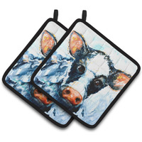 "Caroline's Treasures MW1320PTHD Cow Lick Pair of Pot Holders potholders, Multicolor"
