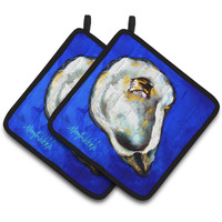 "Caroline's Treasures MW1329PTHD Oyster Gray Shell Pair of Pot Holders potholders, Multicolor"