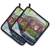 "Caroline's Treasures MW1338PTHD Streetcar Mid Summer Pair of Pot Holders potholders, Multicolor"