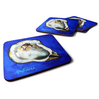 "Caroline's Treasures MW1329FC Oyster Gray Shell Foam Set of 4 coasters, Multicolor"