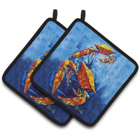 "Caroline's Treasures MW1345PTHD Crab Puddle O' Two Pair of Pot Holders potholders, Multicolor"