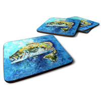 "Caroline's Treasures MW1310FC Bobby Bass Foam Set of 4 coasters, Multicolor"