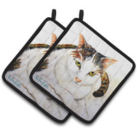 "Caroline's Treasures MW1334PTHD Lanie Cat Pair of Pot Holders potholders, Multicolor"