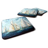 "Caroline's Treasures MW1355FC Sailboats Last Mile Foam Set of 4 coasters, Multicolor"