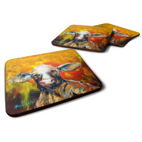 "Caroline's Treasures MW1331FC Happy Cow Foam Set of 4 coasters, Multicolor"
