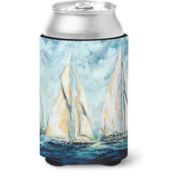 "Caroline's Treasures MW1355CC Sailboats Last Mile Can or Bottle Hugger cold-beverage-koozies, Multicolor"