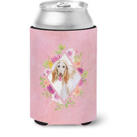 "Caroline's Treasures CK4110CC Afghan Hound Pink Flowers Can or Bottle Hugger cold-beverage-koozies, 12 oz, Multicolor"
