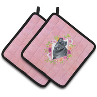 "Caroline's Treasures CK4125PTHD Cane Corso Pink Flowers Pair of Pot Holders potholders, Multicolor"
