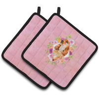 "Caroline's Treasures CK4133PTHD Cocker Spaniel #2 Pink Flowers Pair of Pot Holders potholders, Multicolor"