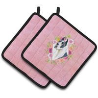 "Caroline's Treasures CK4150PTHD Dane Pink Flowers Pair of Pot Holders potholders, Multicolor"