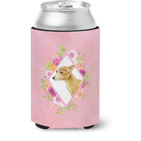 "Caroline's Treasures CK4154CC Italian Greyhound Pink Flowers Can or Bottle Hugger cold-beverage-koozies, 12 oz, Multicolor"