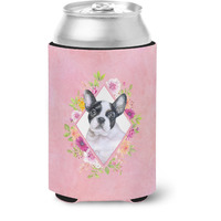 "Caroline's Treasures CK4143CC French Bulldog Pink Flowers Can or Bottle Hugger cold-beverage-koozies, 12 oz, Multicolor"