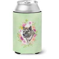 "Caroline's Treasures CK4273CC Akita Green Flowers Can or Bottle Hugger cold-beverage-koozies, 12 oz, Multicolor"