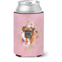 "Caroline's Treasures CK4145CC German Boxer Pink Flowers Can or Bottle Hugger cold-beverage-koozies, 12 oz, Multicolor"