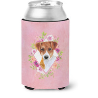 "Caroline's Treasures Jack Russell Terrier #2 Pink Flowers Can or Bottle Hugger cold-beverage-koozies, 12 oz, Multicolor"