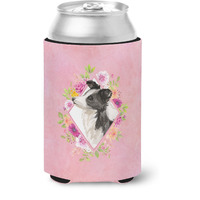 "Caroline's Treasures CK4258CC Border Collie Pink Flowers Can or Bottle Hugger cold-beverage-koozies, 12 oz, Multicolor"