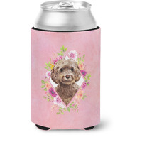 "Caroline's Treasures CK4253CC Chocolate Cockapoo Pink Flowers Can or Bottle Hugger cold-beverage-koozies, 12 oz, Multicolor"