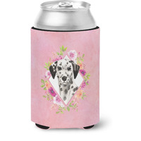 "Caroline's Treasures CK4242CC Dalmatian Pink Flowers Can or Bottle Hugger cold-beverage-koozies, 12 oz, Multicolor"