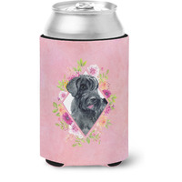 "Caroline's Treasures CK4178CC Giant Schnauzer Pink Flowers Can or Bottle Hugger cold-beverage-koozies, 12 oz, Multicolor"