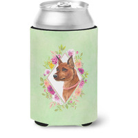 "Caroline's Treasures CK4321CC Miniature Pinscher Green Flowers Can or Bottle Hugger cold-beverage-koozies, 12 oz, Multicolor"