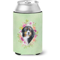 "Caroline's Treasures CK4278CC Bernese Mountain Dog Green Flowers Can or Bottle Hugger cold-beverage-koozies, 12 oz, Multicolor"