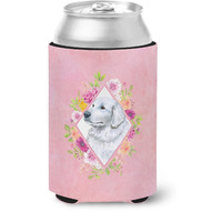 "Caroline's Treasures CK4160CC Pyrenees Pink Flowers Can or Bottle Hugger cold-beverage-koozies, 12 oz, Multicolor"