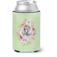 "Caroline's Treasures CK4333CC Standard Grey Poodle Green Flowers Can or Bottle Hugger cold-beverage-koozies, 12 oz, Multicolor"