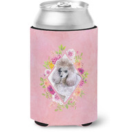 "Caroline's Treasures CK4173CC Standard Grey Poodle Pink Flowers Can or Bottle Hugger cold-beverage-koozies, 12 oz, Multicolor"
