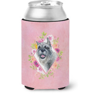 "Caroline's Treasures CK4179CC Schnauzer Pink Flowers Can or Bottle Hugger cold-beverage-koozies, 12 oz, Multicolor"